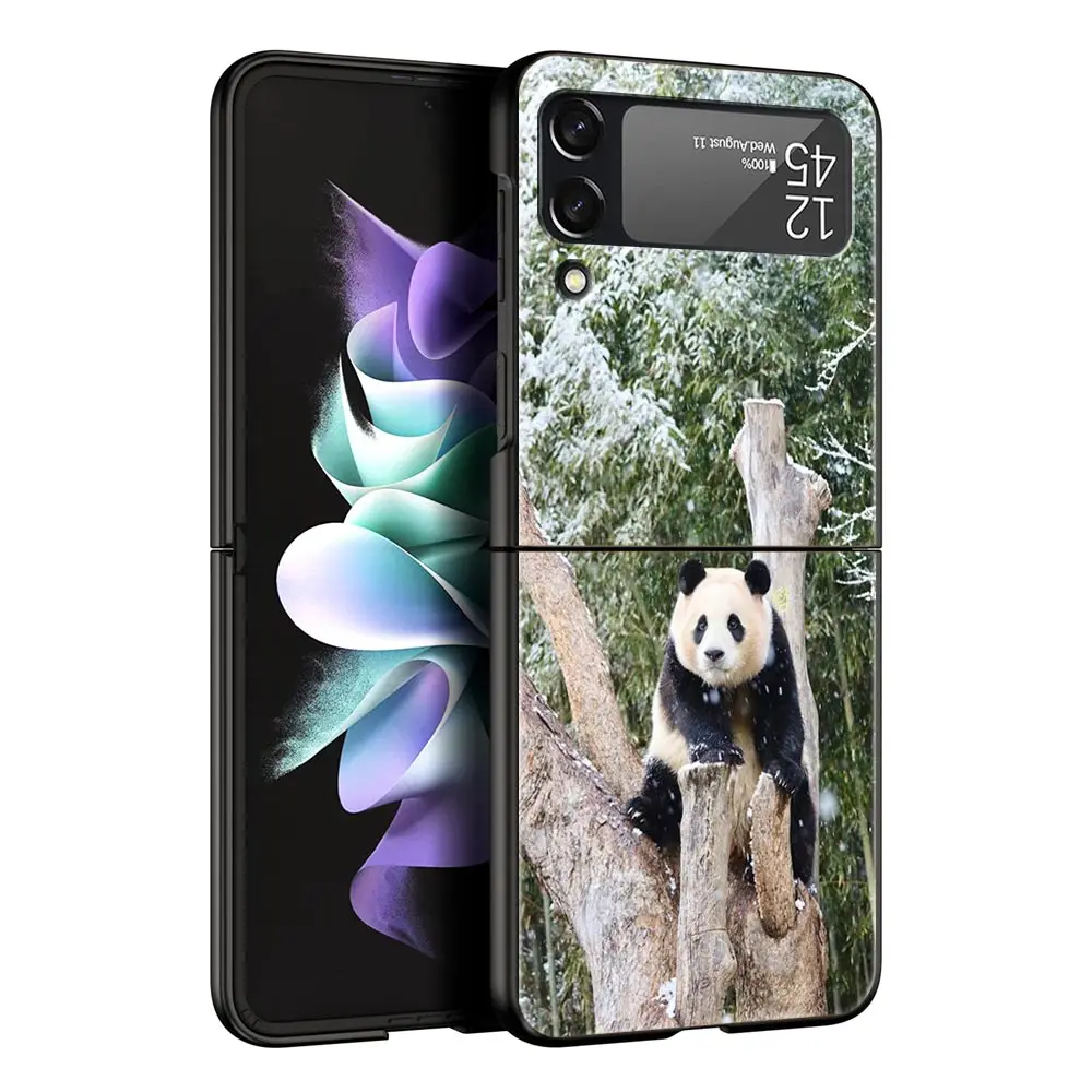 Luxury Black Folding Phone Case with Fubao Panda Design
