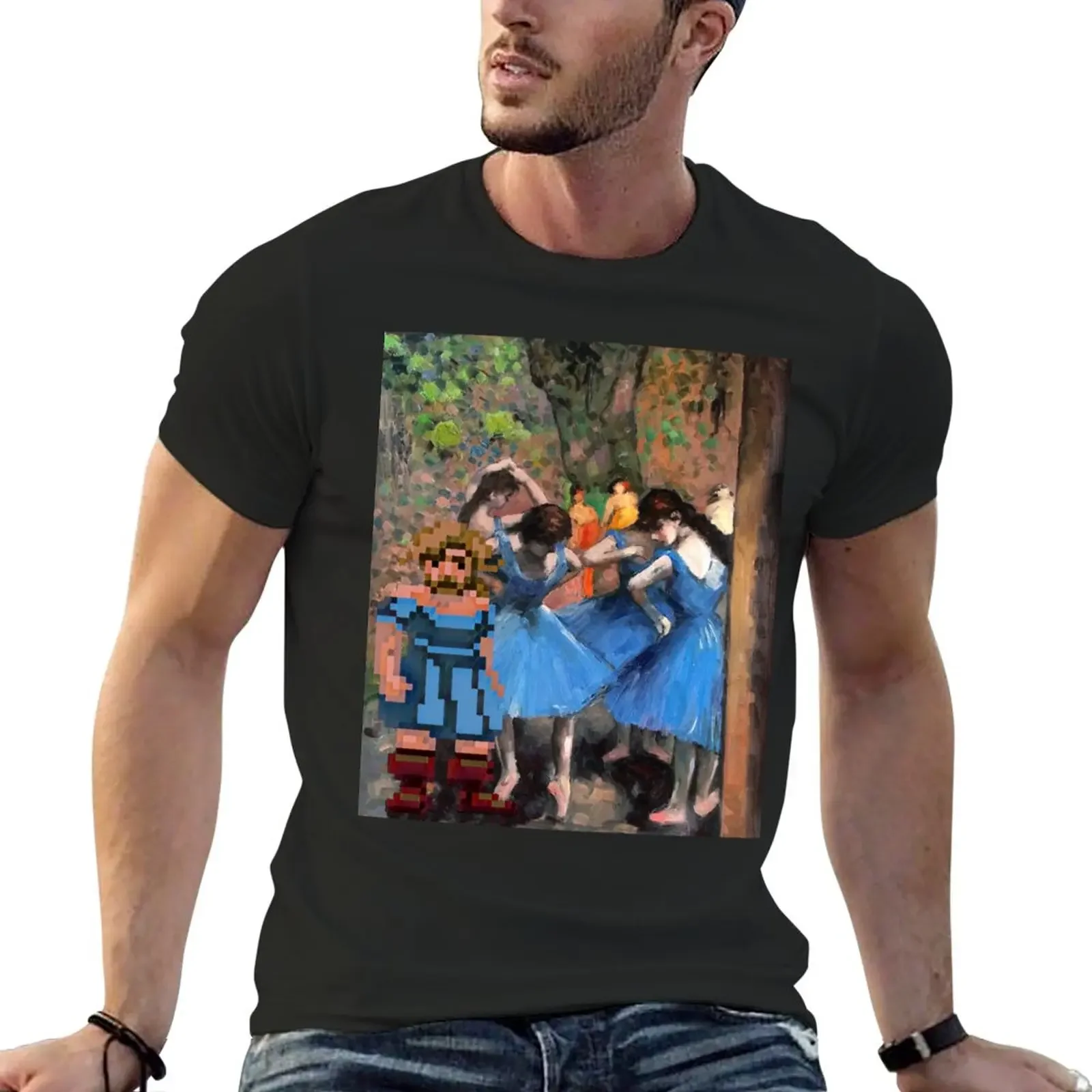 Guybrush Dancer In Blue (Monkey Island X Degas) -Abbigliamento, Gadget E Maschere Per Il Viso T-Shirt Sublime Blacks Plain Magliette Da Uomo