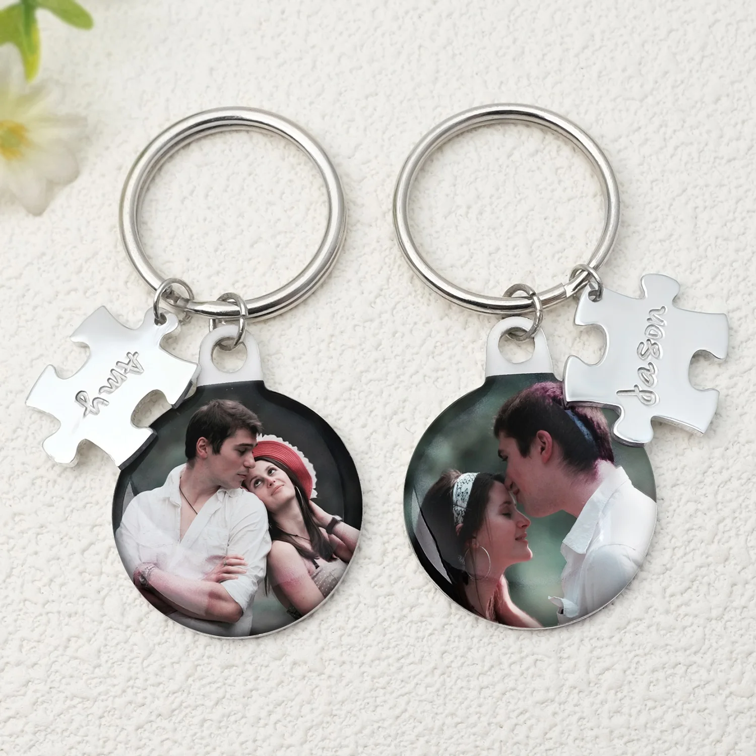 Custom Photo Key Chain Picture Keychain Personalized Couple Photo Key Ring Customized Anniversary Valentines Gift for Him Her