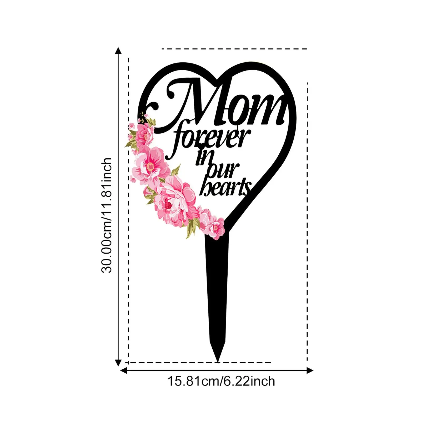 Cemetery Grave Sign Marker, Heart Memorial Remembrance Plaque Stake Decorations