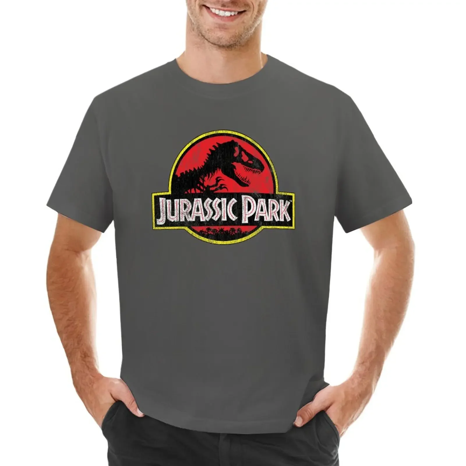 Jurassic Park Vintage Tyrannosaurus Rex Distressed Logo T-Shirt Animal Prinfor Boys T-Shirt Oversize Oversize Da Uomo