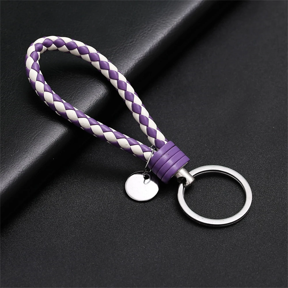 Braided PU Leather Wristlet Keychain Strap - Stylish Accessory