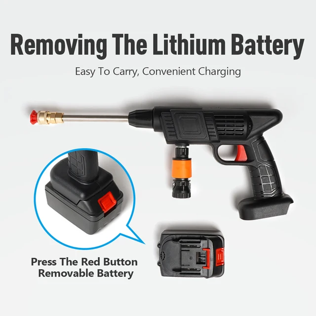 Nagynyomású Permetező Háztartás Újratölthető Lítium Akkumulátor Vezeték Nélküli Mosó Tisztító Vízpisztoly Autó Mosógép Kerti Spray - Image 2