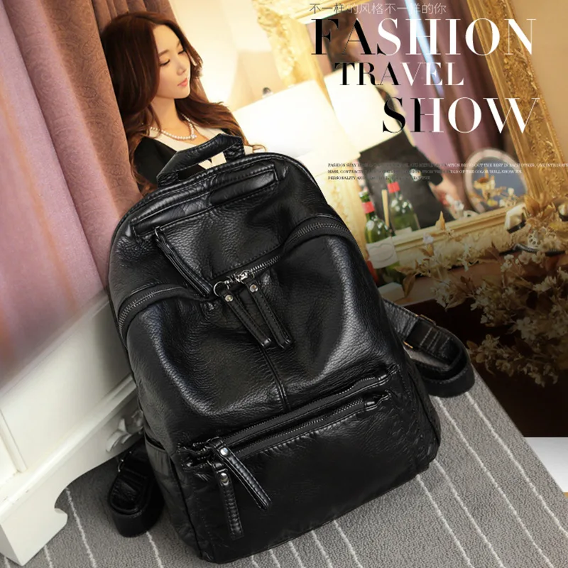 Fashion New Backpack Women's Soft Leather Backpack Trendy Student Schoolbag Leisure Versatile Travel