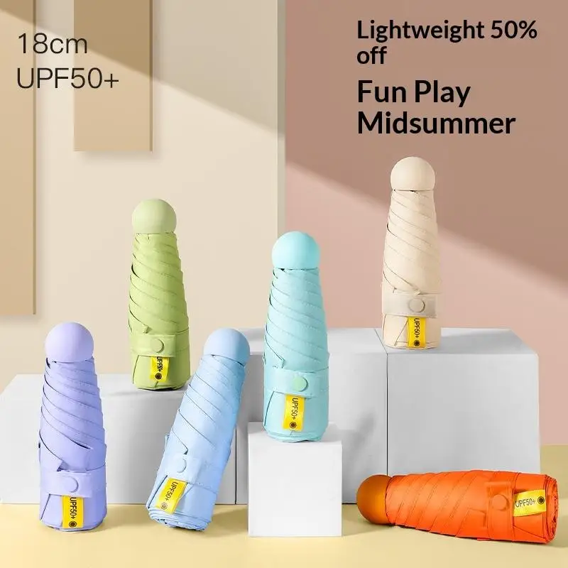 Compact Ultra-Lightweight 5-Fold UV Protection Travel Umbrella