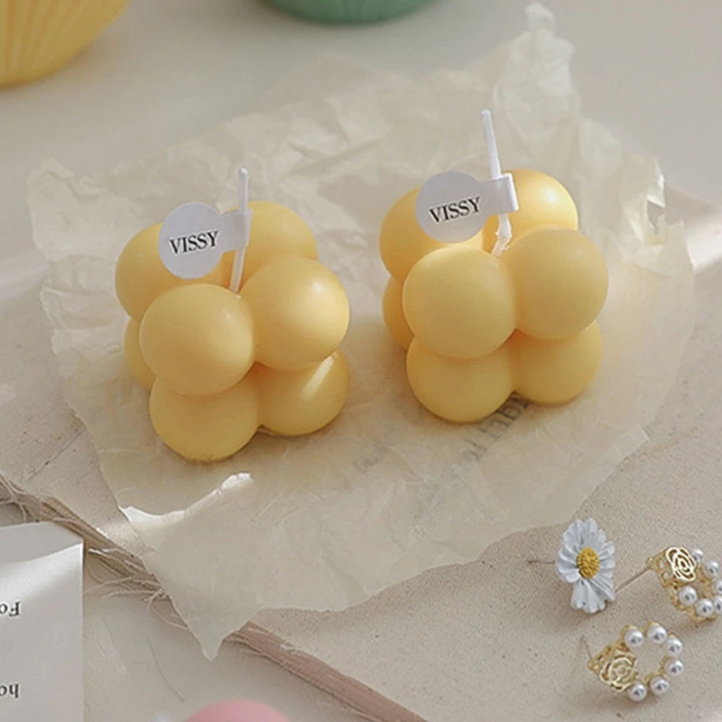 Small Scented Candle Mini Cube Bubble Shaped Wax Candles Aromatherapy for Home Bedroom Wedding Festival Party Decoration