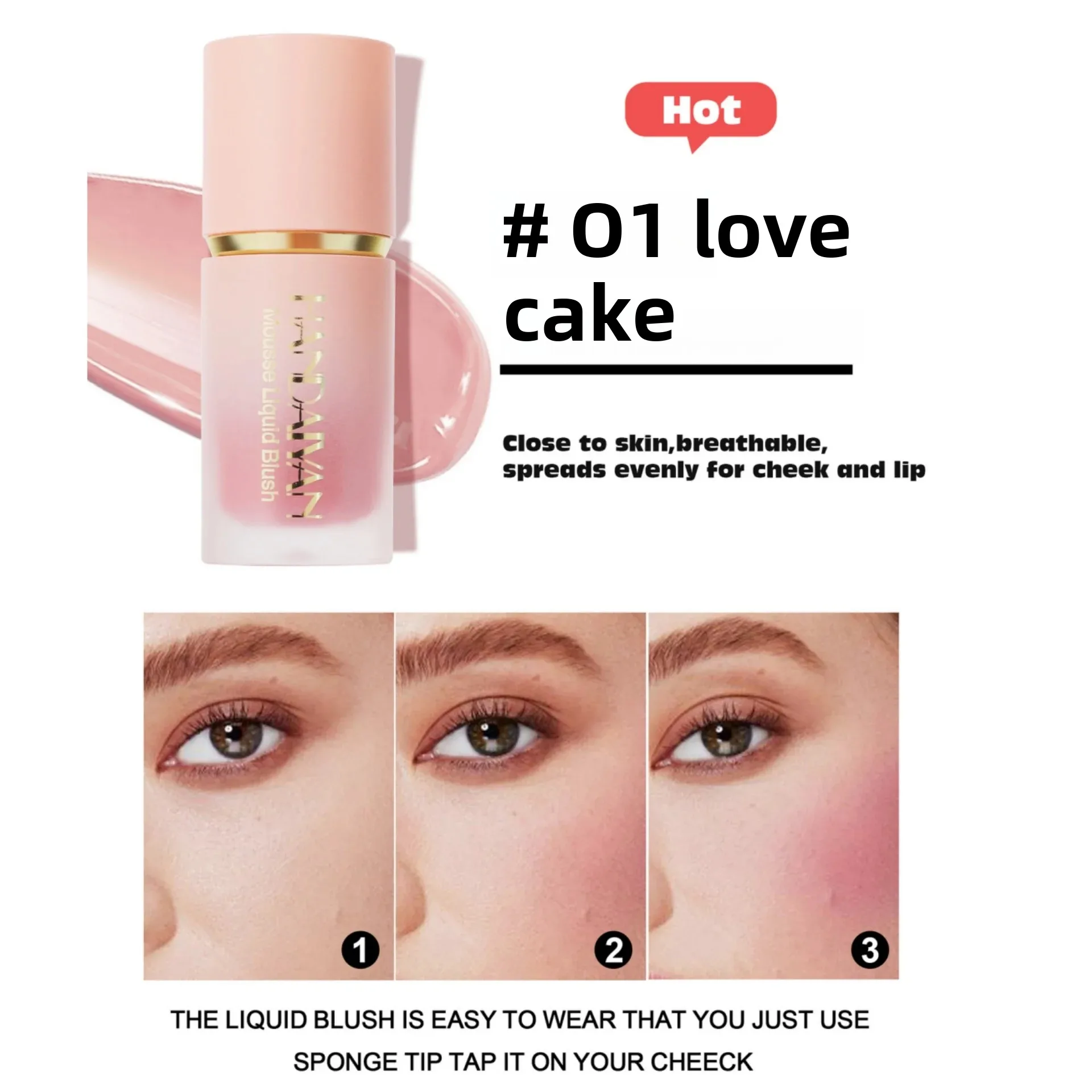 Liquid Blush Facial Matte Makeup Blusher With Sponge Brush Tip