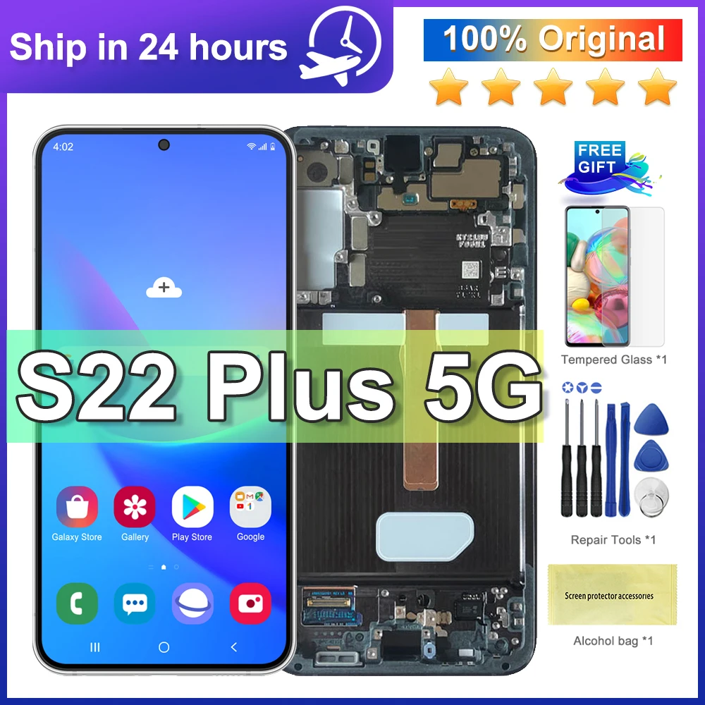 

6.6'' New Original For Samsung S22 Plus 5G LCD Touch Panel Screen Digitizer with Frame Assembly For Samsung S22+ 5G S906 Display