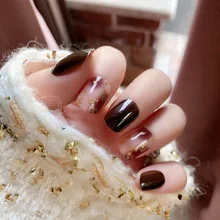  24 pieces False Nail Full Cover Fake Nail Crystal Elegant Pink Gradient French Short Nails Ellipse Shape Short Fake Nail 