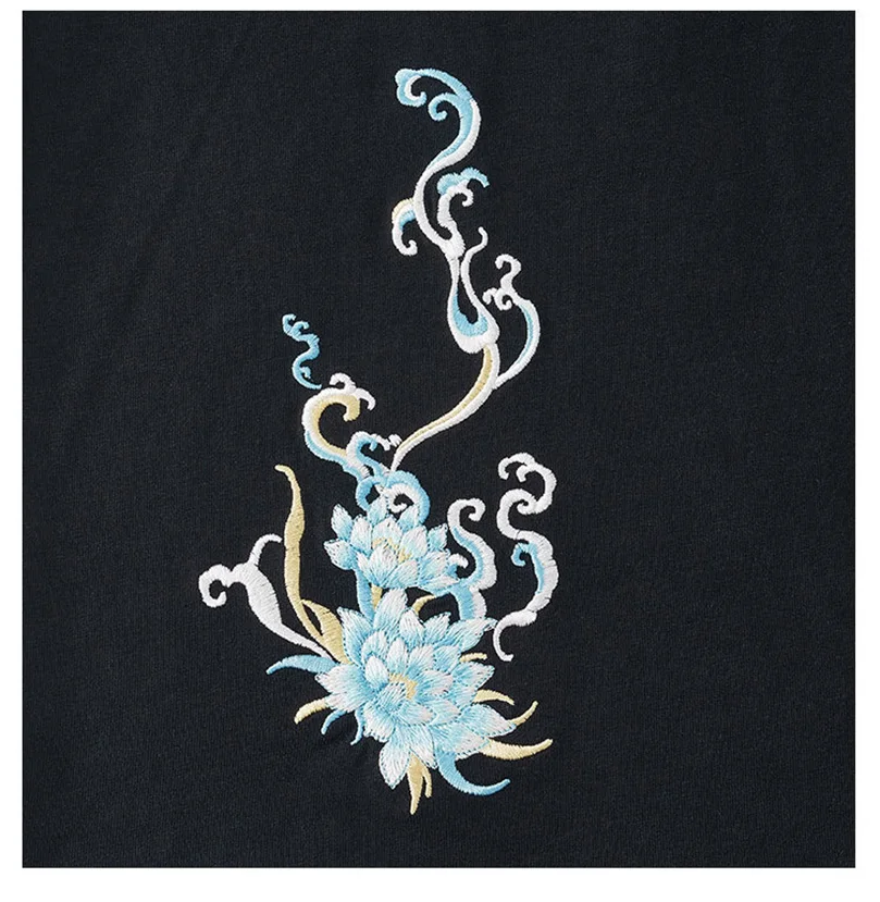 Herren-T-Shirt aus schwerer Baumwolle mit Kirin-Stickerei, locker geschnitten, Übergröße, chinesischer Stil, Kurzarm, Rundhals, lässig, trendig, für Männer A1 – Detail 3