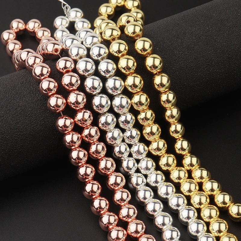 Elegant Silver and Gold Hematite Stone Beads for DIY Jewelry and Accessories - 15'' Strand, 2-10mm