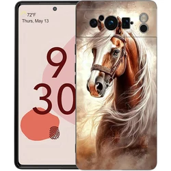 Elegant Black and White Galloping Horses Luxury TPU Phone Case - Pixel 9A (A4)