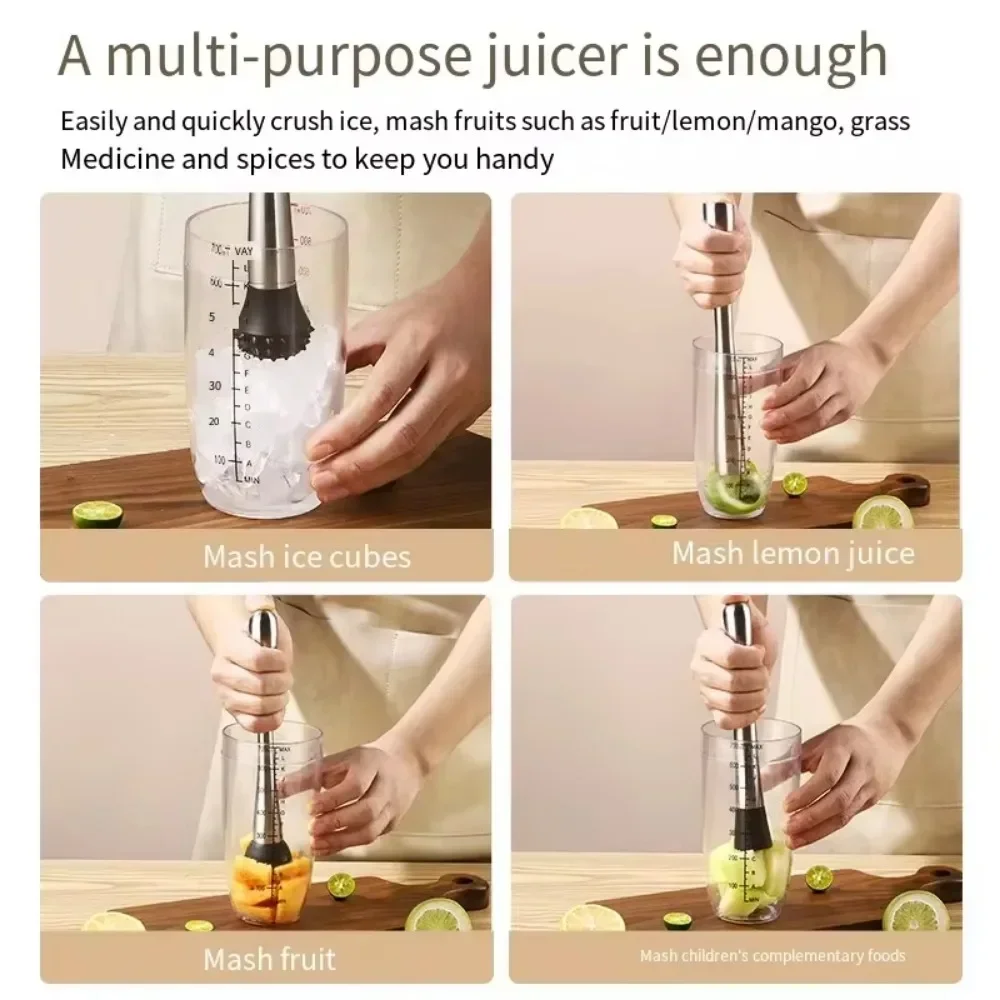 Stainless Steel Crushed Ice Hammer bar tools Multifunctional Popsicle Sticks Cocktail Swizzle Stick Fruit Lemon Muddle Pestle Bar Tool