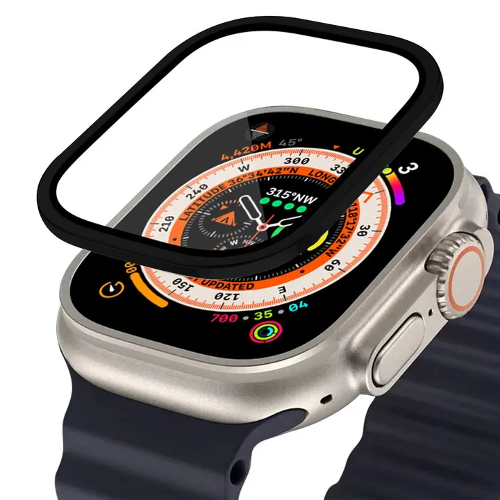 Apple Watch Ultra 3 49mm用メタルアルミニウム合金ケース、スクリーン傷防止保護カバーフレーム+HD強化ガラスフィルムシェル
