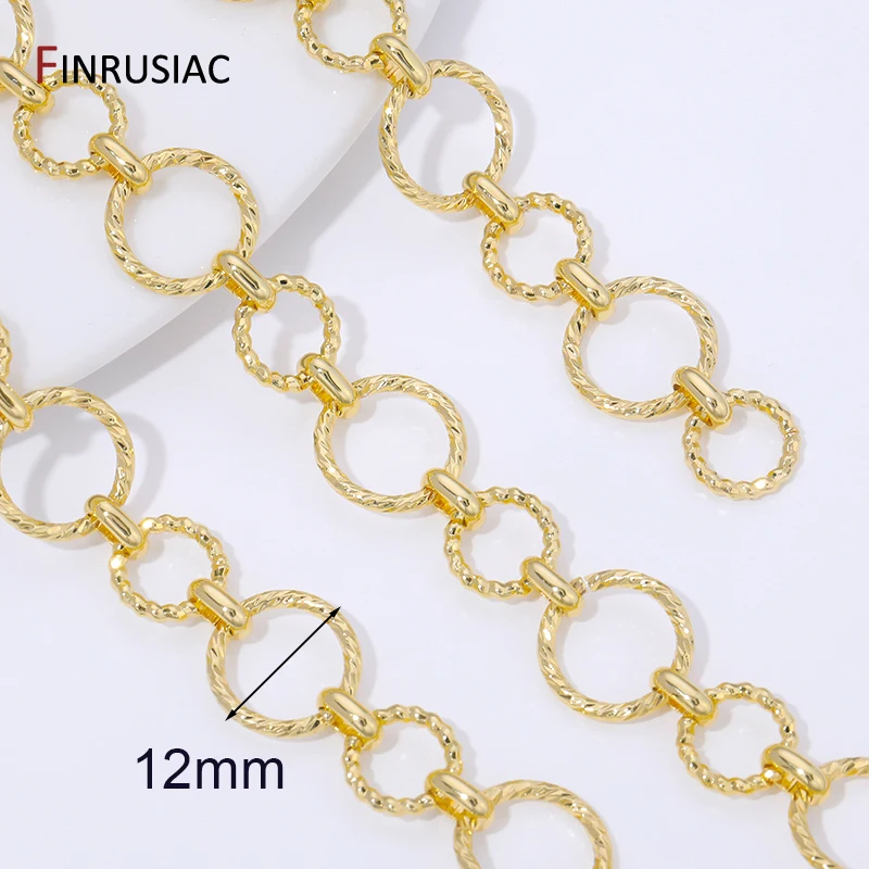 14K vergoldete Messing gedrehte O-Gliederkette, 12mm Kreiskabelketten für Schmuck, große Ketten für DIY-Halskettenherstellungszubehör – Detail 16