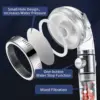 Shower Head High Pressure Water Saving with On/Off Switch Stop Button Ionic Mineral Anion 3 Modes Handheld Bathroom Showerheads 4
