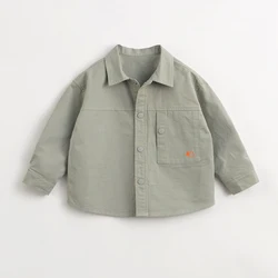 MARC&JANIE Outdoor Style Boys Cotton Lapel Jacket Children's Cotton Shirt Tops for Spring 240019