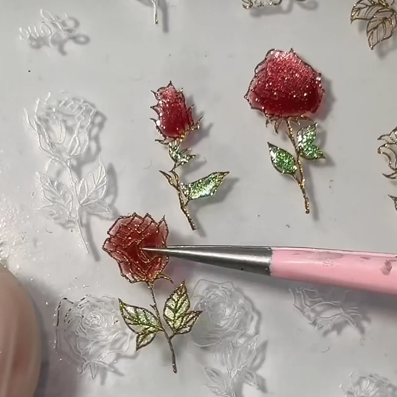 1개 꽃 모양 3D 아크릴 네일 몰드 핸드 인그레이빙 몰드 네일 아트 장식 실리콘 네일 아트