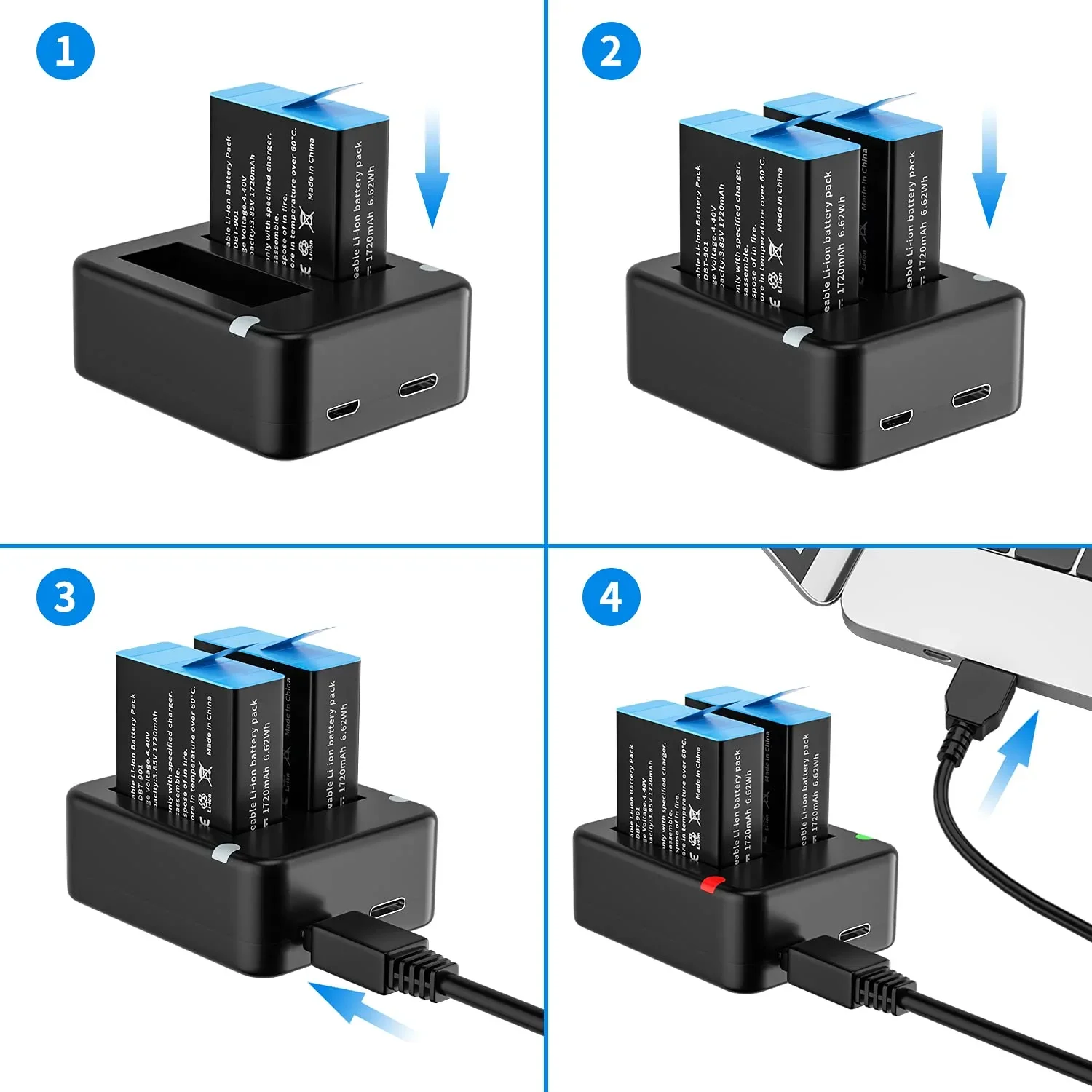Chargeur Double Port pour GoPro Hero 11 10 9 8 7 6 5 - HONGDAK