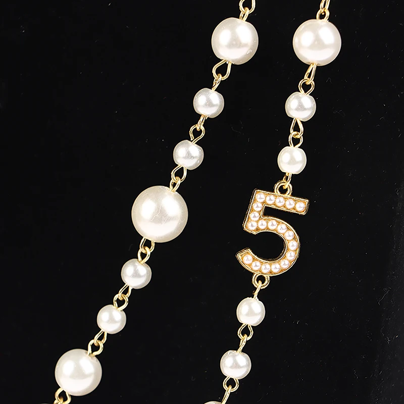 Klassische exquisite Perle lange Pullover Halskette Mode Dame Party Hochzeit Kristall Schmuck – Detail 13