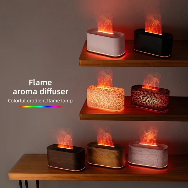 Flame Essential Oil Diffuser, Colorful Flame Diffuser Humidifier, 7 Colour Lights Noiseless Essential Oil Diffuser with Auto Off 6
