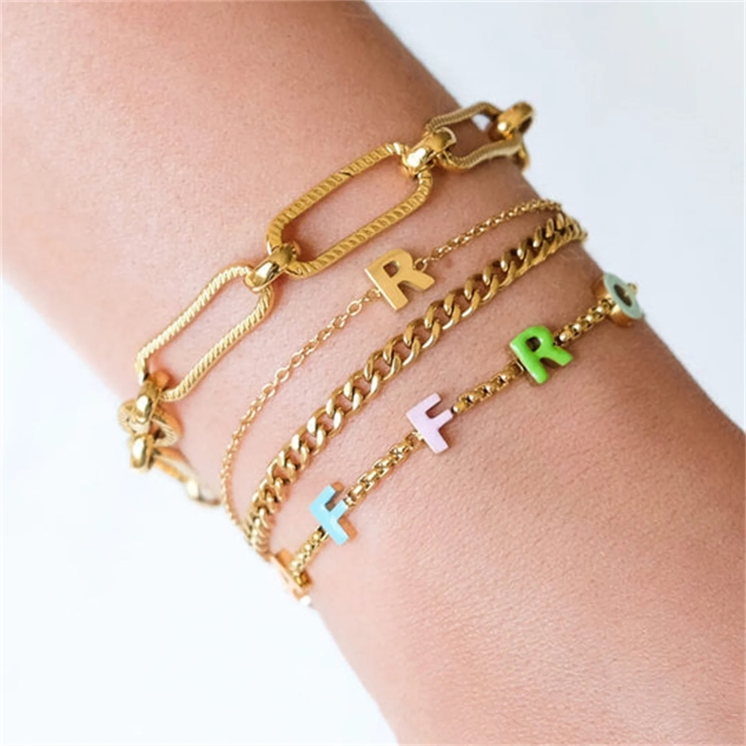 

Custom Enamel Name Bracelet Personalized Letter Color Bracelet Customised Stainless Steel Jewelry Bracelets Gift for Women Name