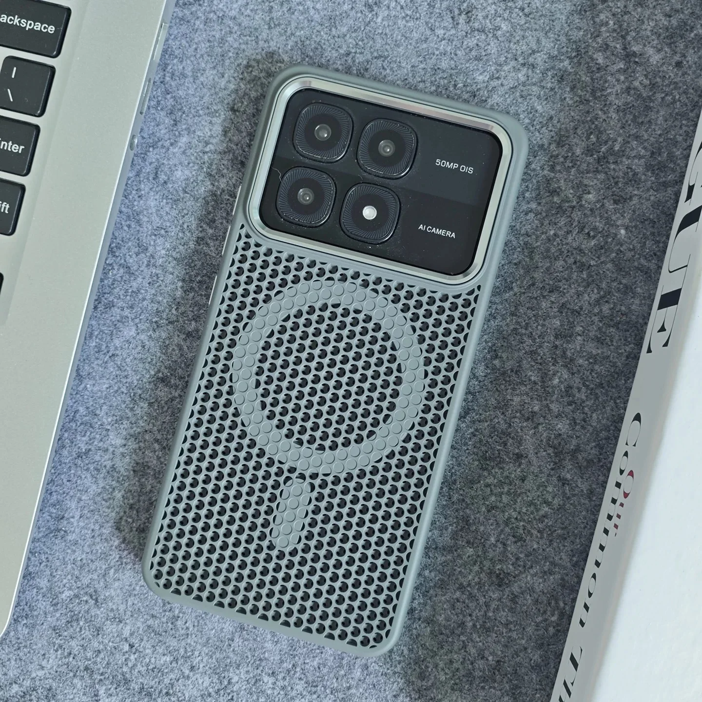 Honeycomb Magnetic Shockproof Breathable Wireless Charging Back Cover