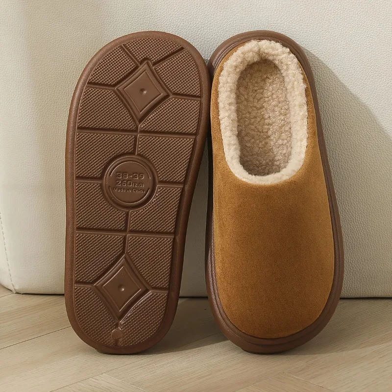 Unisex-Hausschuhe für drinnen und draußen, Winter, TPR, rutschfeste Sohle, Slip-On, weich, warm, schwarz, bequem, für Zuhause, Freizeitschuhe, leicht zu reinigendes Design – Detail 5