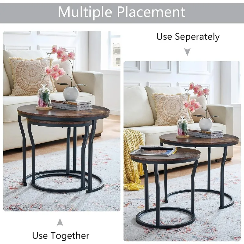 Round Nesting Coffee Tables Set of Two