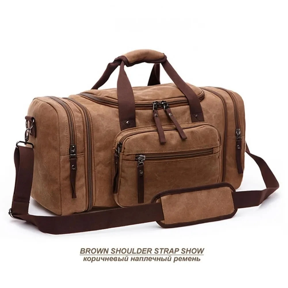 GNWXY Canvas Travel Bag Large Capacity Men Tote Bag Portable Overnight Weekender Luggage Bags Retro Duffle Bags Dripshipping