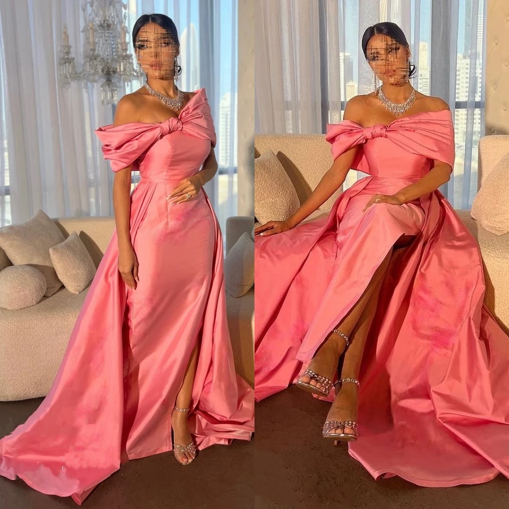 

Evening Ball Dress Saudi Arabia Jersey Draped Pleat Ruched Homecoming A-line Off-the-shoulder Bespoke Occasion Gown Long Dresses