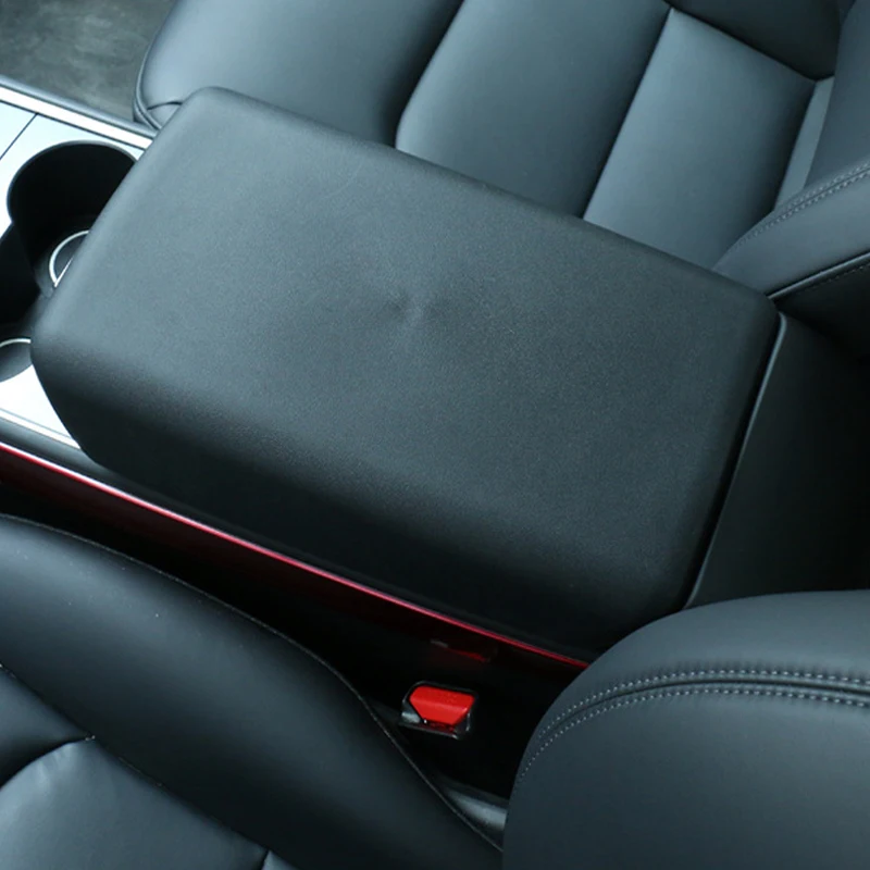 Center Console Armrest Model Y TPE Soft Case Car Center Console Arm Rest Lid Auto Central Armrest Box Pad Cover Latch for Tesla Model 3 Accessories Mat