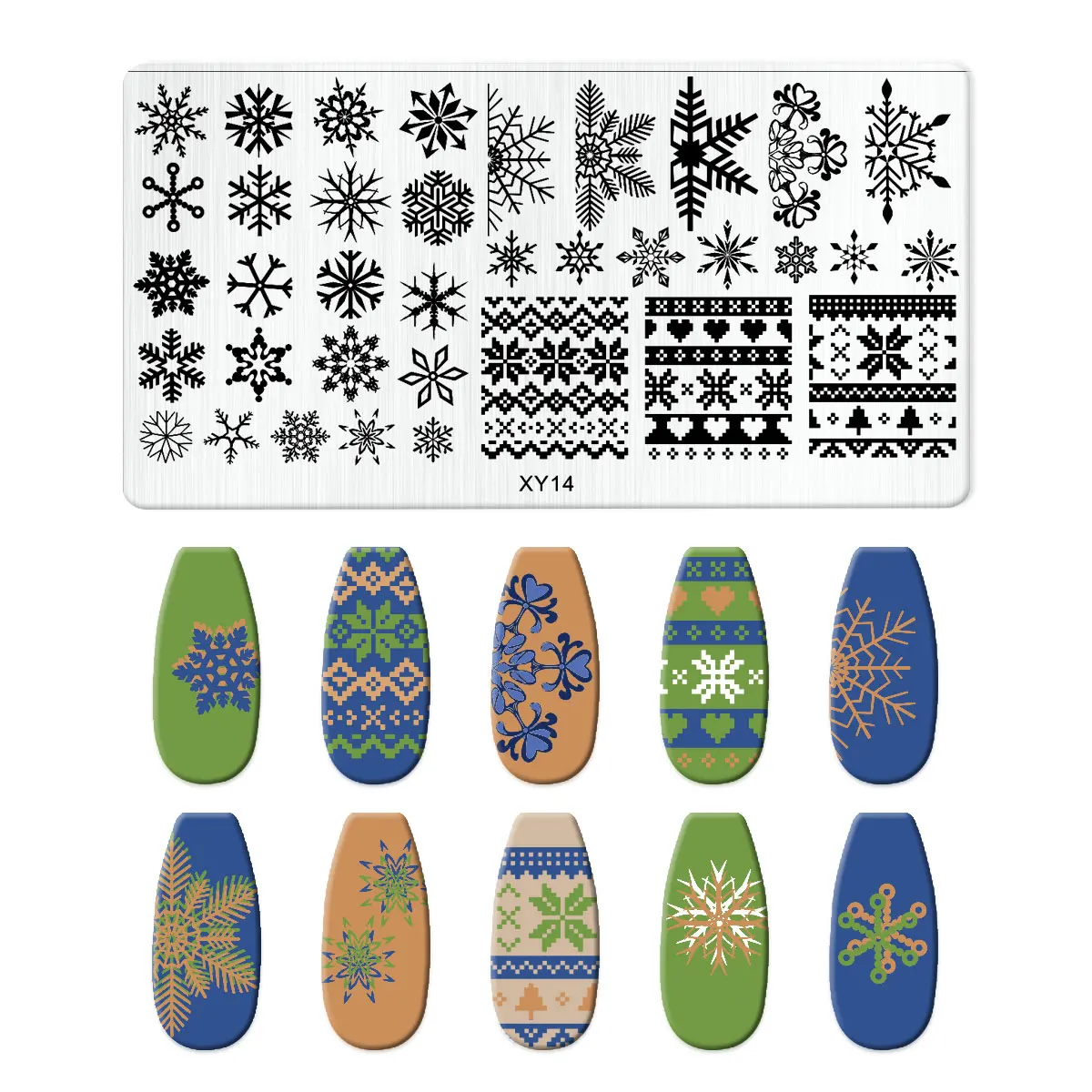 Christmas Nail Art Stamping Plate Drawing Template Winter Snowflakes Floral Christmas EIK Image Stencil Mold Nail Printing Tools 2
