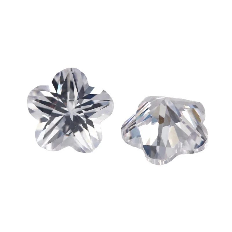 

20pcs/50pcs Size 4x4mm~10x10mm Flower Shape White AAAAA Loose Cubic Zirconia Stone JIANGYUANGEMS