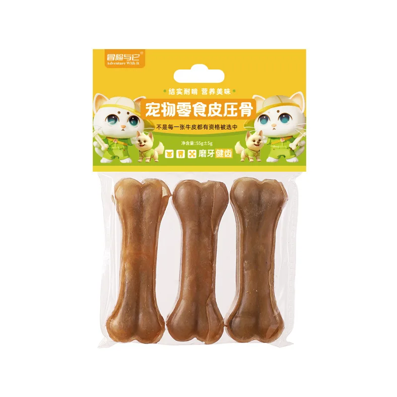 Dog Molar Stick Cowhide Bone-pressed Bone-resistant Pet Snacks Teeth Cleaning Bone Chew Glue Stick Training Reward Pet Food