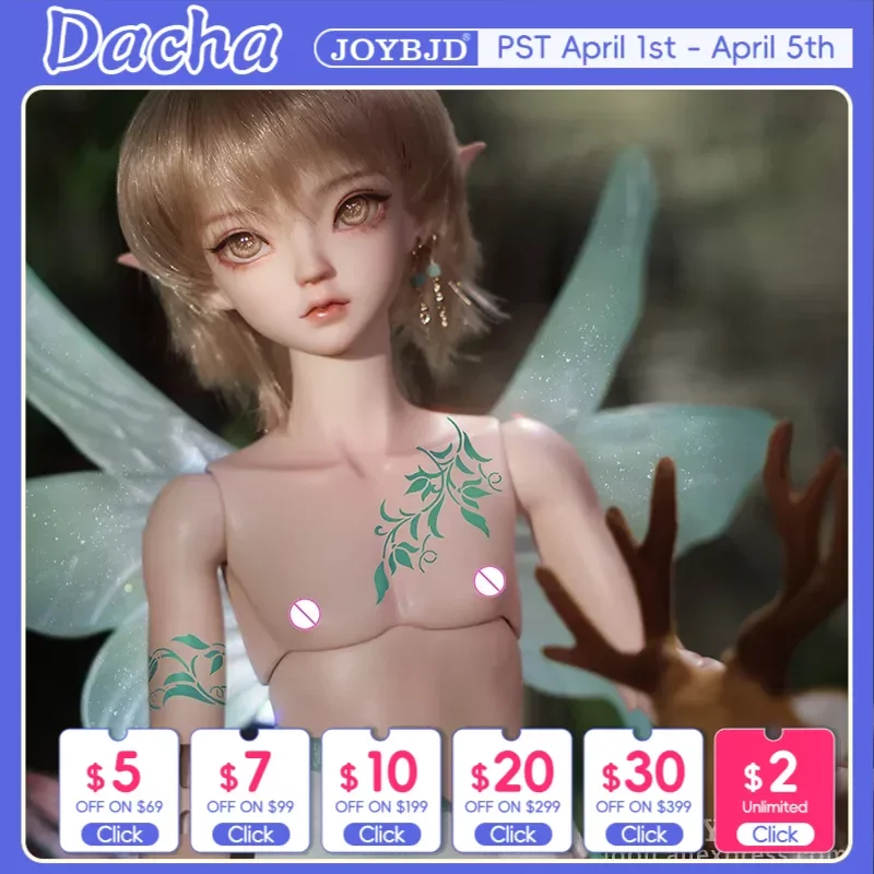 

JOYBJD Fantasy Angel Keith 1/4 Bjd Doll Glen Body Daphne Of Transparent Wing And Blue Trouser Skirt Graecism Style Resin Doll