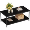 Black Coffee Table for Living Room Modern Rectangle 2-Tier Coffees Table with Storage Industrial Wood Center, Café Tables 2
