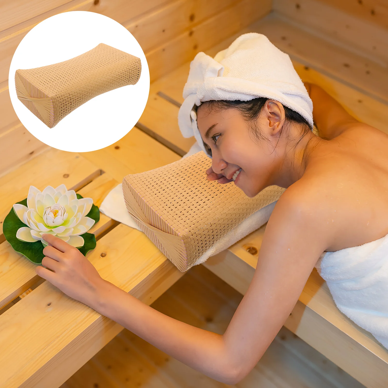 

Sauna Pillow Simulated Rattan Sauna Neck Rest Pillow Sauna Accessories Headrest Relaxing Home Gym Saunas Spa Spas Steam Rooms
