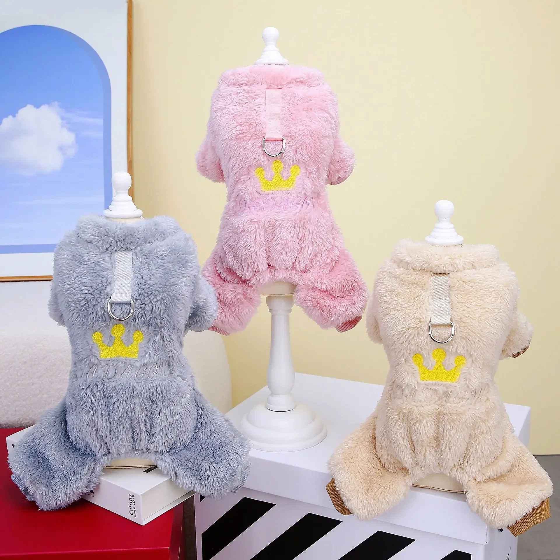 Pet dog clothes winter thickened double-sided velvet teddy bear puppy autumn and winter clothes new four-legged velvet
