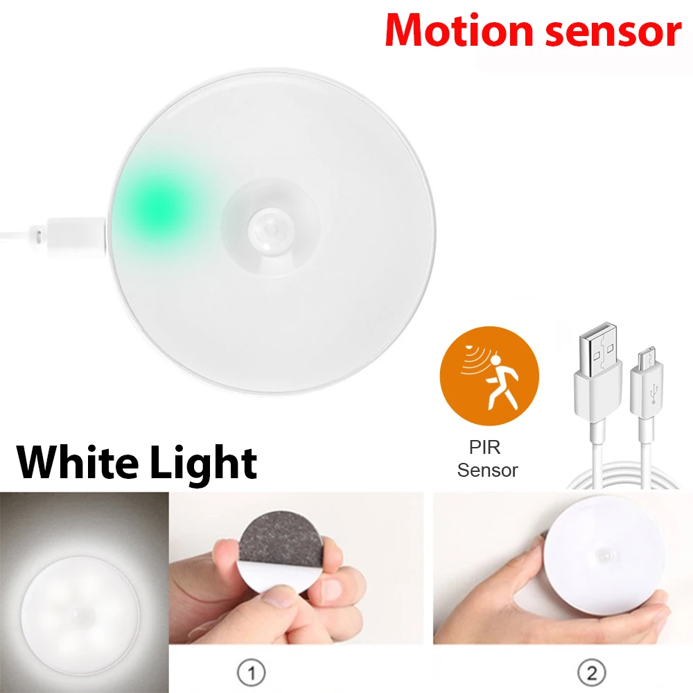 Led Night Light USB Charging Motion Sensor Round Energy-saving Led Lamps Bedroom Sound/Light Control For Corridor Home Bathroom night table lamps Night Lights