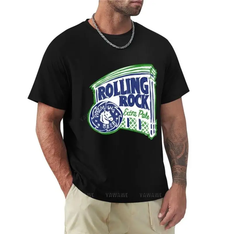 

black t-shirts Rolling Rock POP T-Shirt cat shirts summer tops aesthetic clothes Short sleeve tee men crew neck teeshirt