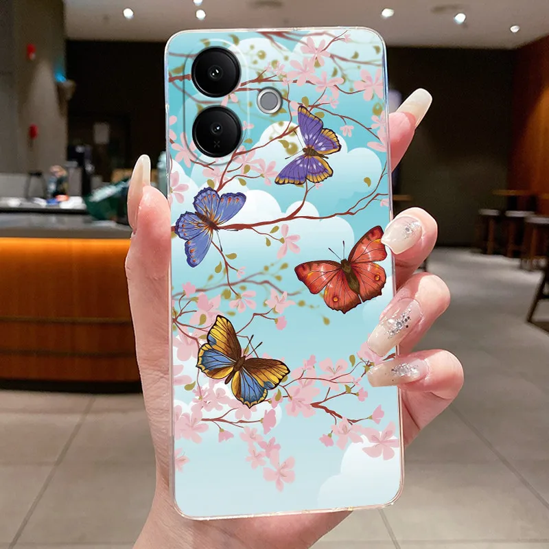 Floral Butterfly Bow Soft Transparent Phone Case - Silicone TPU Jelly Cover