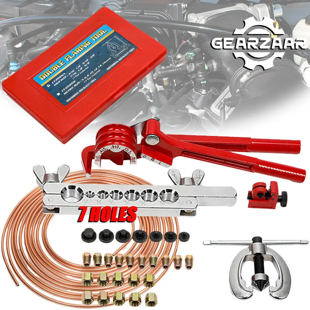 Copper Brake Pipe Line Repair Kit Pipe End Flarer Cutter Bender 10mm Metric Nuts