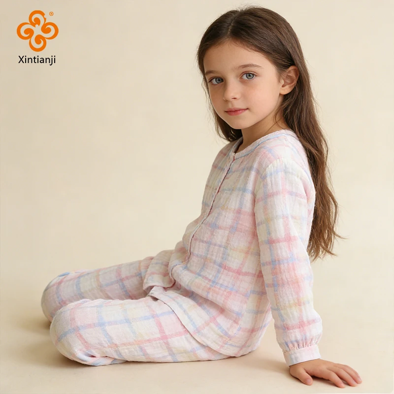 Double Layer Gauze Cotton Fabric with Rainbow Grid Pattern - Soft and Versatile