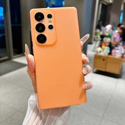 Slim Soft Silicone Matte Transparent Phone Case - TPU Cover - Galaxy S23 Ultra (Orange)