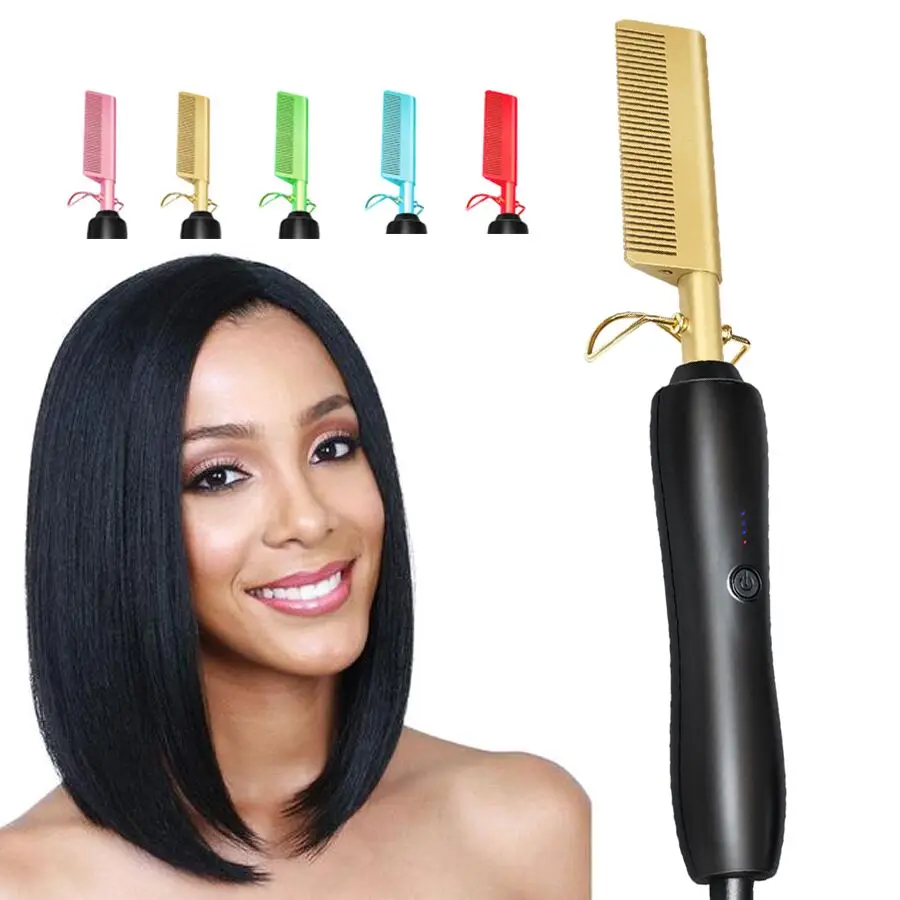 3 in 1 Hot Comb Hair Straightener Flat Irons Straightening Heating Comb for Wig Hair Styler Hair Curler Peigne Chauffant 2