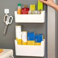 กล่องจัดระเบียบติดตู้แบบมีกาวติดผนังและแบบตั้งโต๊ะอเนกประสงค์สำหรับห้องครัว ไม่ต้องเจาะ ตะกร้าแขวนสำหรับเก็บของ 2