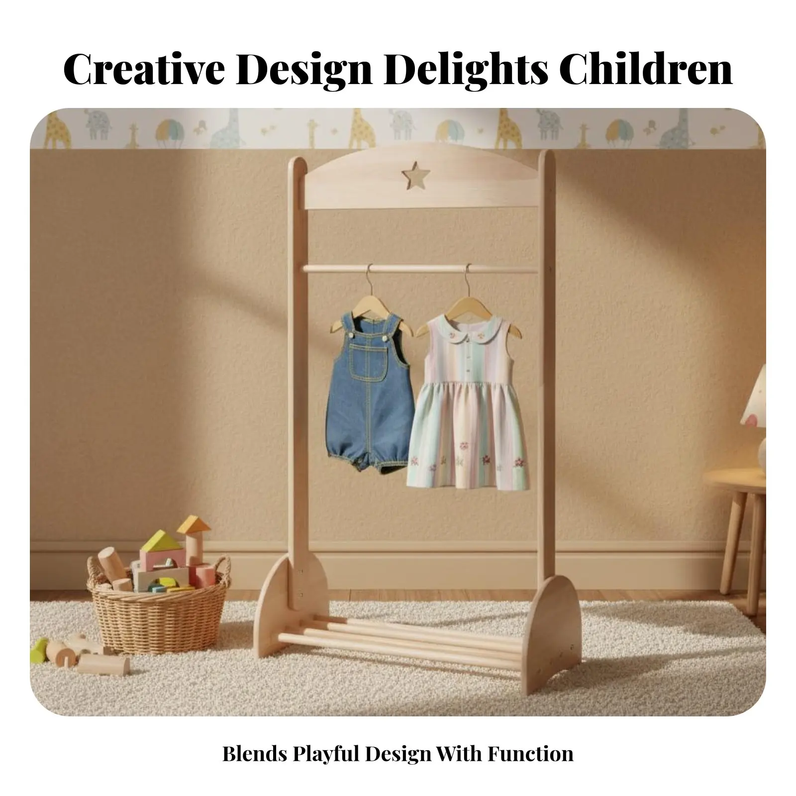 어린이 의상 랙 귀여운 디자인 어린이용 접근 가능한 옷장 안정적인 프레임 공간 절약형 놀이방, 보육원용