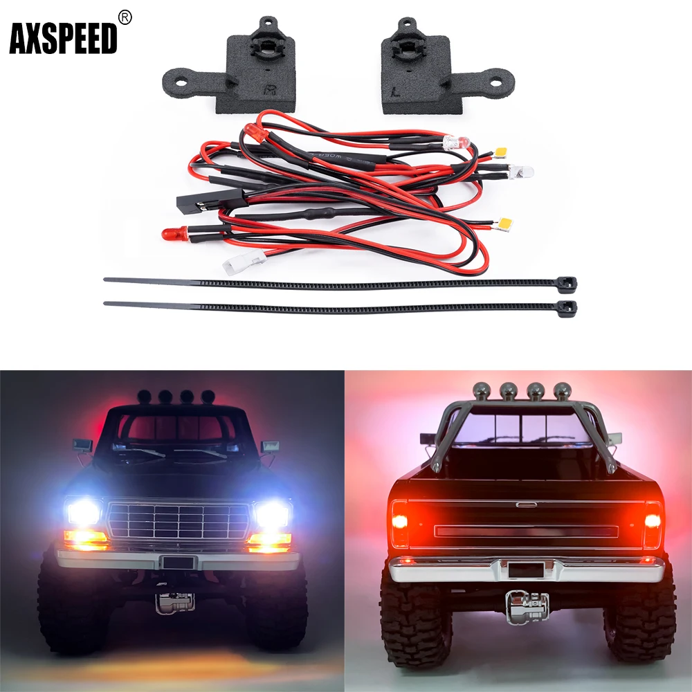 

AXSPEED Front Rear Lamp Spotlight Headlight Taillight LED Lights for 1/18 TRX4M Rc Crawler Car Decoration Upgrade Parts