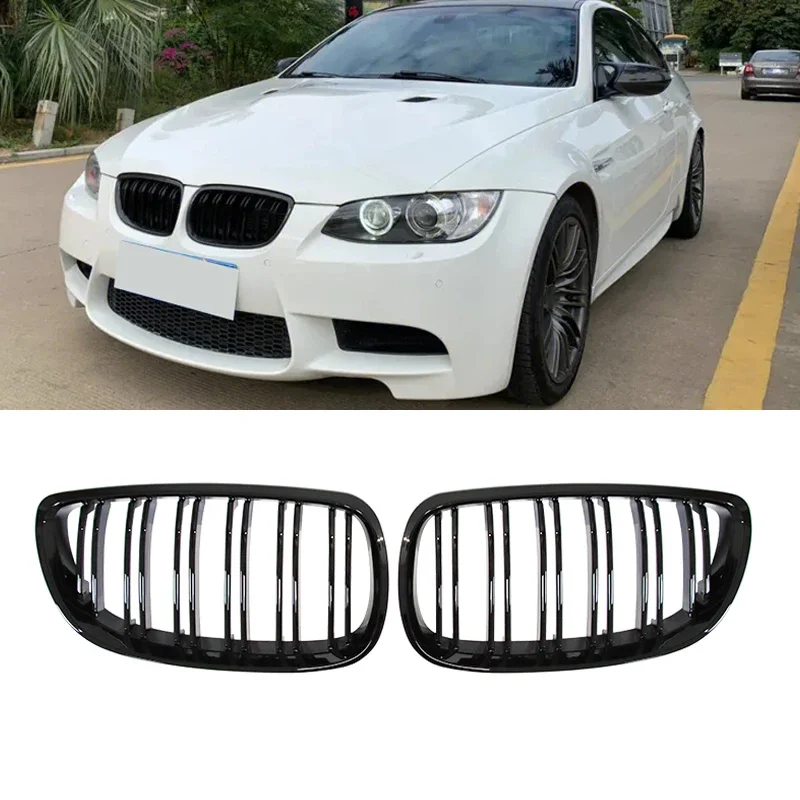 

Gloss Black Front Bumper Kidney Grill Dual Line Grille Car Styling Racing Grilles Replacement Part For BMW E92 E93 M3 2006-2009